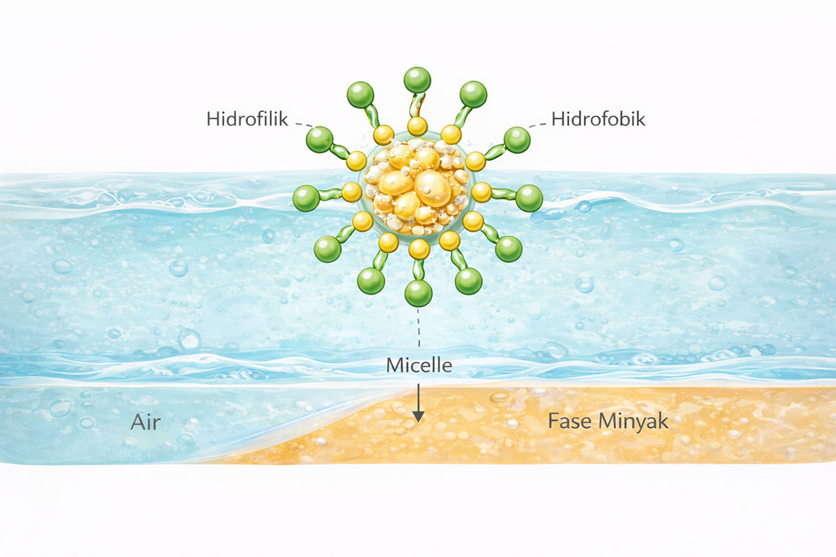 cara kerja sabun dalam membersihkan kotoran melalui pembentukan micelle
