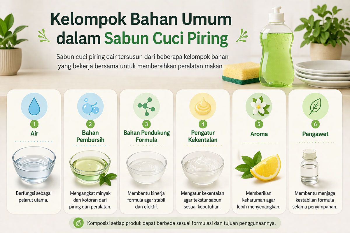 Diagram kelompok bahan umum dalam sabun cuci piring