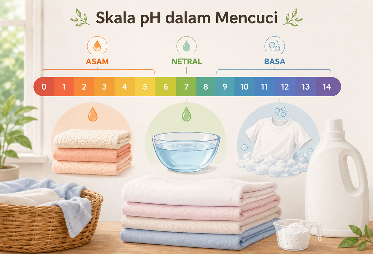 ilustrasi skala pH dalam mencuci pakaian