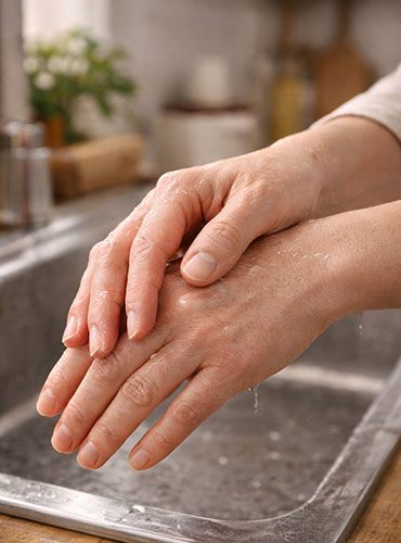 Tangan terasa perih setelah mencuci piring di dapur